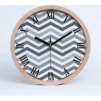 Tulup Holzuhr 25fi cm wanduhr - schwarze Spitzen - grau Zickzacks