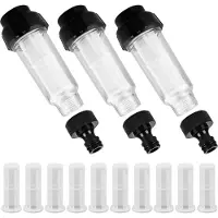 Markenlos Wasserfilter Gartenschlauch 3 Stück mit 10 Filtereinsätzen und 3 Schnelladaptern für Hochdruckreiniger und Gartenpumpen