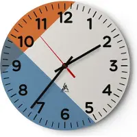 ARTTOR Wanduhr - Rund - Glasuhr - Vier die Farben Abstraktion - 40x40cm - Schleichendes Uhrwerk - Lautlos - zum Aufhängen bereit - Dekoration Modern - Wanddekoration aus Glas - C4AR40x40-4234