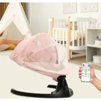 Easybuy Elektrische automatische Babywippe mit Fernbedienung 5 Schwankungsbogen Bluetooth Schaukelstuhl für Babys bis 15kg (rosa)