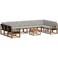 vidaXL Outdoor-Sofagarnitur 11 stk. Natürlich und Hellgrau