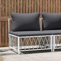 vidaXL "2026 Promotion" Garten-Mittelsofa mit Kissen Weiß Gewebe - Gartenstühle CC22190