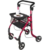 Rehaforum Medical FabaCare Indoor Rollator Actimo Home, schmal mit Tablett, Leichtgewicht Wohnungsrollator faltbar, Heimrollator, bis 100 kg, Rot