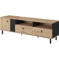 Masseno TV-Schrank MADDALENA 165,1 cm Fernsehschrank mit 2 Schubladen und 1 Türen TV-Lowboard für Wohnzimmer Modern 165,1x40x49,2 cm Anthrazit / Eiche Artisan