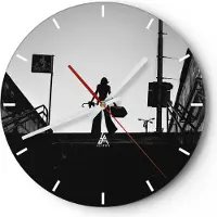 ARTTOR Wanduhr - Rund - Glasuhr - Schatten Fotografie Treppen - 40x40cm - Schleichendes Uhrwerk - Lautlos - zum Aufhängen bereit - Dekoration Modern - Wanddekoration aus Glas - C3AR40x40-4365