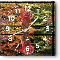 ARTTOR Wanduhr - Quadrat - Glasuhr - Tubikoin Tempel Die Farben - 30x30cm - Schleichendes Uhrwerk - Lautlos - zum Aufhängen bereit - Dekoration Modern - Wanddekoration aus Glas - C4AC30x30-4485