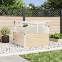 vidaXL "Schlussverkauf" Pflanzkübel im Garten - 1 pc - Blumenbeet/Gartenbeet - Elfenbein 100x100x77 cm Verzinkter Stahl C13522