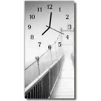 Tulup Glasuhr Wanduhr Küchenuhr Echt-Glas 30x60 Brücke Grau