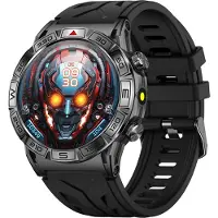 Douself 1,43 Smart Watch Sportuhr mit BT-Anruf, Herzfrequenz Blutdruck Blutsauerstoff Schlafüberwachung, 100+ Sportmodi, Deutsch, Silikon Schwarz