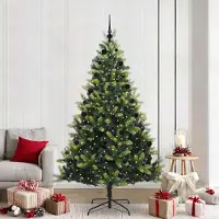 vidaXL "Schlussverkauf" Künstlicher Klapp-Weihnachtsbaum(1 pc) - Kunstbaum/Tannenbaum - mit 300 LEDs Grün 210 cm C7515