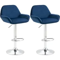 CLP 2er Set Barhocker Braga Samt chrom blau