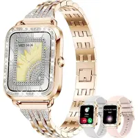 Valdus Smartwatch für Damen mit Telefonfunktion 1.29" Touch-Farbdisplay SpO2 Schlafmonitor Menstruationszyklus 19 Sportmodi Musik
