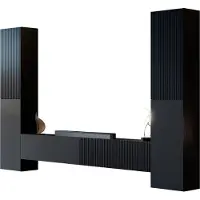 Mirjan 24 Wohnwand Capital II, Große Anbauwand, Wohnzimmer-Set (Farbe: Schwarz)