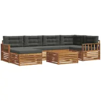 vidaXL Outdoor-Sofagarnitur 7 Stk. Natur und Anthrazit
