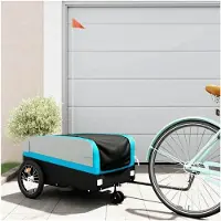 Markenlos Fahrradanhänger in Schwarz und Blau, 45 kg, Eisen, Sportartikel, Outdoor-Aktivitäten, Radsport, Fahrradzubehör, 9,65 kg