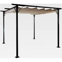 Markenlos Pergola Gartenpavillon mit stabilem 6cm-Gestell und Schiebedach - 3x3m Creme