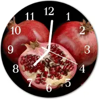Tulup Glasuhr Wanduhr Küchenuhr Echt-Glas 30fi cm Granatapfel rot