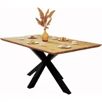 Natur24 Esstisch Swiss Cant Adao Wildeiche 210x100 cm Tisch Schweizer Kante X-Gestell