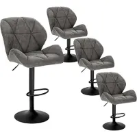 Woltu 4er-Set Barhocker höhenverstellbar, drehbar, Kunstleder Stahl, Grau