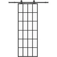 Syfax Schiebetür mit Beschlag Schwarz 76x205 cm ESG-Glas