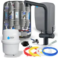 ARI Wasserfilter Set RO7 Slim mit 3-Wege Küchenarmatur Venom Schwarz Matt, 7-stufige Filtration, Mineralisierung