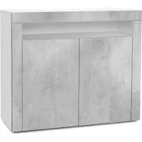 Vladon Kommode Valencia, Germany, Sideboard mit 2 Türen und 1 offenem Fach, Weiß matt/Beton Oxid Optik/Beton Oxid Optik (108 x 92 x 40 cm)