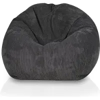 Ecopuf - Sitzsack Cord mit Fußstütze, Sessel mit Füllung, Sakwa Dunkelgrau Sz90