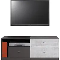 Masseno TV-Schrank FIUME 120 cm Fernsehschrank mit 3 Schubladen und Türen TV-Lowboard für Wohnzimmer Modern 120x50x45 cm Graphitfarben / Hellgrau