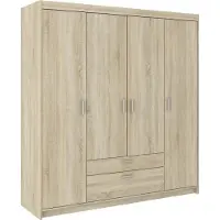 Masseno Drehtürenschrank ELENORA 176,3 cm Kleiderschrank Schlafzimmer Schrank 4-türig Sonoma Eiche