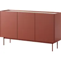 Masseno Kommode COLORE 144 cm Sideboard mit 3 Türen für Wohnzimmer Schlafzimmer Modern 144x37x83 cm Rot / Rot