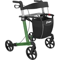 Mobilex FabaCare Rollator Leopard mit Einhandbremse links rechts, Leichtgewichtrollator, faltbar, mit Vollausstattung, bis 150 kg, Grün