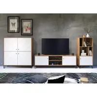 Lomadox Wohnwand modern TORINO-19 in Artisan Eiche Nb. mit weiß matt, B/H/T: ca. 399/136/40 cm
