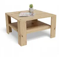 Matkam Elegante Couchtisch 68x68 cm NIEDRIG EX3, Minimalistisches Design, ideal für Wohn- und Arbeitsräume, einfache Montage (Artisan Eiche)