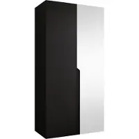 Mirjan 24 Kleiderschrank Mila 2 100 mit Spiegel, Schlafzimmer, Kleiderschrank, mit zwei Drehturen und mit Kleiderstange, Modern, Garderobenschrank (Farbe: Schwarz + Schwarz)