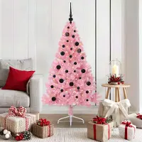vidaXL "Schlussverkauf" Künstlicher vorbeleuchteter Weihnachtsbaum(1 pc) - Kunstbaum/Tannenbaum - Rosa 150 cm PVC C7825