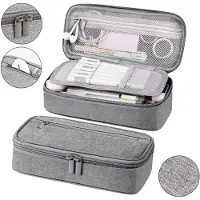 STILVORA Federmäppchen Großes, Multifunktionale Stiftebox, Oxford-Stoff Federmäppchen, Stiftemäppchen mit mehreren Fächern, robust und langlebig, Grau
