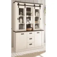 Furn.Design Buffetschrank "Stove" in weiß Pinie Buffet Vitrine 133 x 201 cm mit Soft-Close