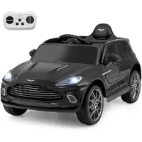 Costway 12V Aston Martin DBX Kinderauto mit 2,4G-Fernbedienung, Elektroauto 1,4-2,5 km/h mit Scheinwerfer, Musik und Hupen, für Kinder 3+(Schwarz)