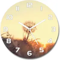 Tulup Wanduhr aus Glas 30fi Glasbild Glasuhr Gehärtetes Glas - weisse-zeiger - Dandelion