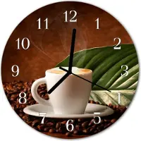 Tulup Glasuhr Wanduhr Küchenuhr Echt-Glas 30fi cm Kaffee Tasse braun