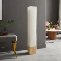 Invicta riess-ambiente Stehlampe AGAPUNE 120cm weiß hellbraun Bambusfuß Stoffschirm rechteckige Wohnzimmerlampe