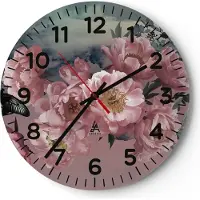 ARTTOR Wanduhr - Rund - Glasuhr - Blumen Schmetterling Wolken - 40x40cm - Schleichendes Uhrwerk - Lautlos - zum Aufhängen bereit - Dekoration Modern - Wanddekoration aus Glas - C4AR40x40-4881
