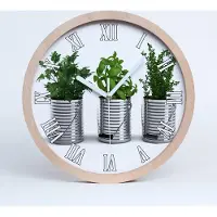 Tulup Holzuhr 20fi cm wanduhr - weiße Spitzen - aromatische Pflanzen