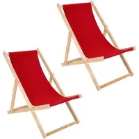 Sonstiges Liegestuhl 2er Set rot klappbar aus Holz - Klappstuhl Klappliege Sonnenstuhl Strandstuhl Holzklappstuhl Sonnenstuhl Gartenliege