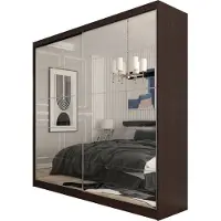Masseno Schiebetürenschrank FIORELLA 200 cm Kleiderschrank Schlafzimmer Schrank 2-türig mit Spiegel Wengefarben