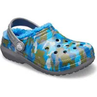 Crocs Classic Printed Lined Clog Kids Charcoal Croslite Größe: 22/23 Normal