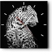 ARTTOR Wanduhr - Quadrat - Glasuhr - Leopard Panther Katze - 30x30cm - Schleichendes Uhrwerk - Lautlos - zum Aufhängen bereit - Dekoration Modern - Wanddekoration aus Glas - C3AC30x30-4919