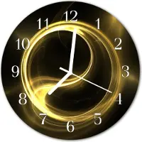 Tulup Glasuhr Wanduhr Küchenuhr Echt-Glas 30fi cm Abstrakter Kreis gelb