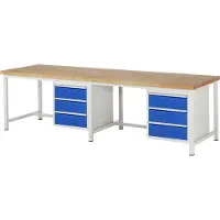 RAU Werkbank mit 6 Schubladen - Teilauszug - 180:6 - 840 x 3.000 x 900 mm (HxBxT) - Traglast 1.250 kg - Buche
