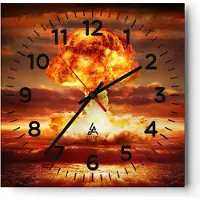 ARTTOR Wanduhr - Quadrat - Glasuhr - Krieg Atombombe Pilz Apokalypse - 40x40cm - Schleichendes Uhrwerk - Lautlos - zum Aufhängen bereit - Dekoration Modern - Wanddekoration aus Glas - C4AC40x40-2834